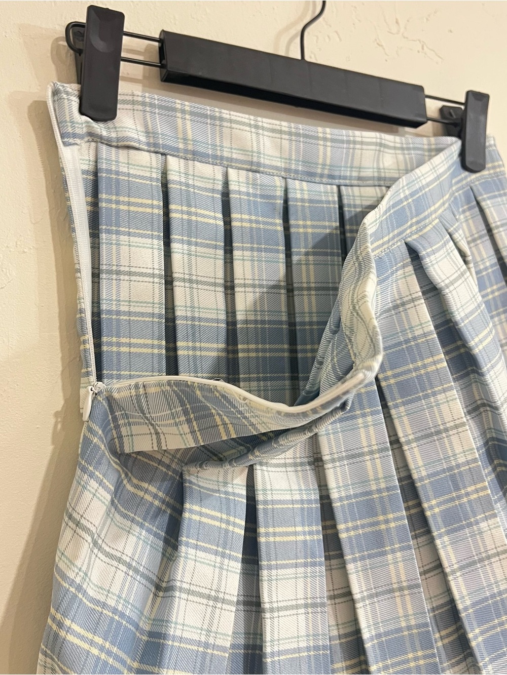Cali 1850 Plaid Pleated Blue Mini Skirt Size Small Academia Schoolgirl Preppy - Picture 5 of 6